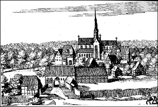 Zeichnung des Klosters Amelungsborn